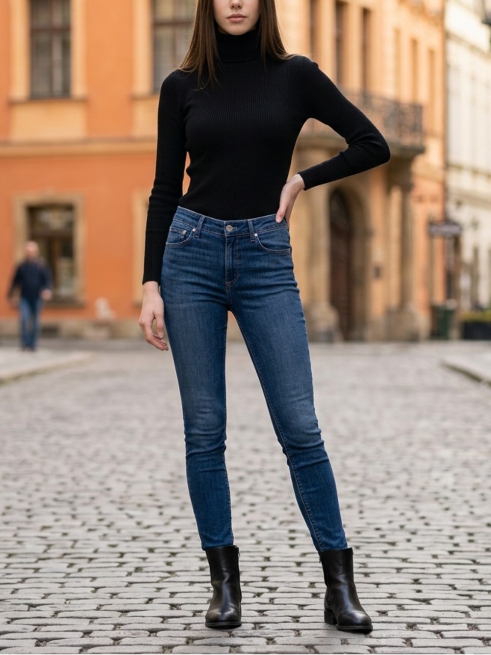 Rag & Bone Cate Mid-Rise Skinny Jeans in Cliff - Ankle Crop Medium Wash